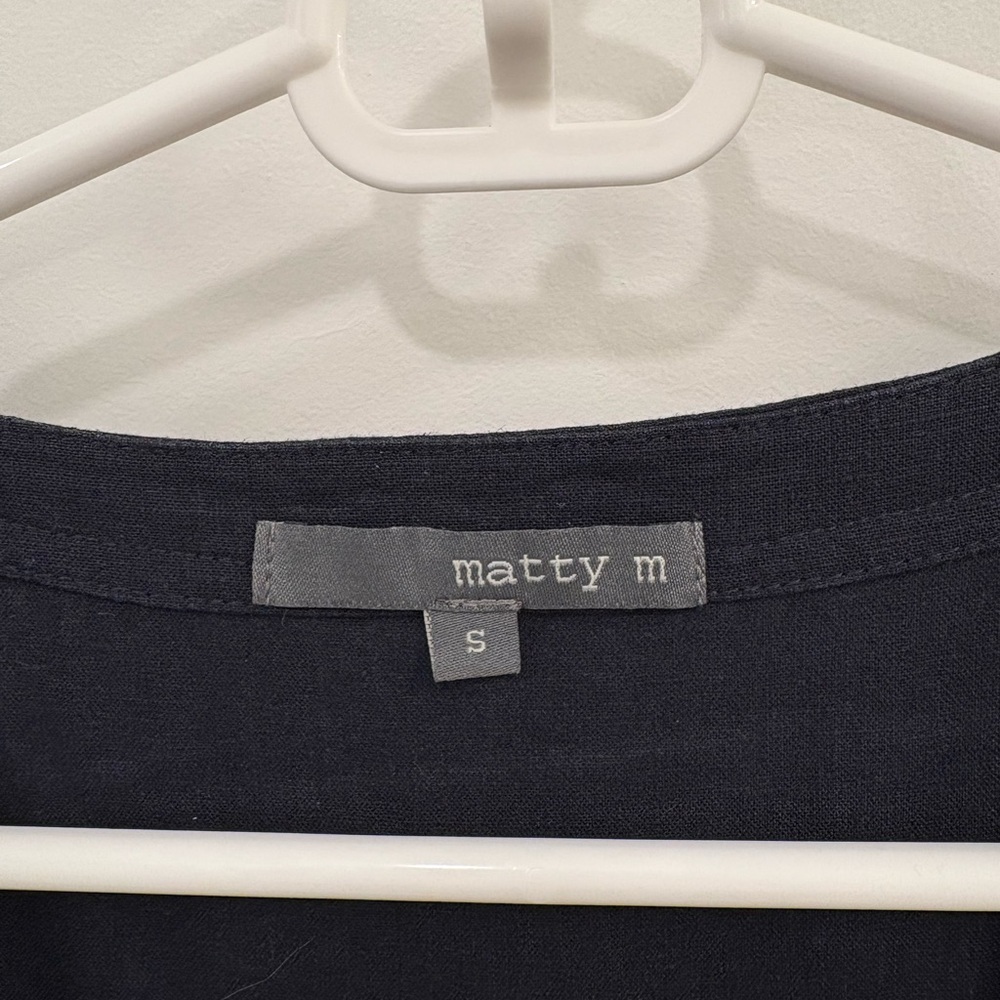 Matty M. Sleeveless Navy Blue Tiered Linen Blend Dress Size Small - Picture 5 of 12